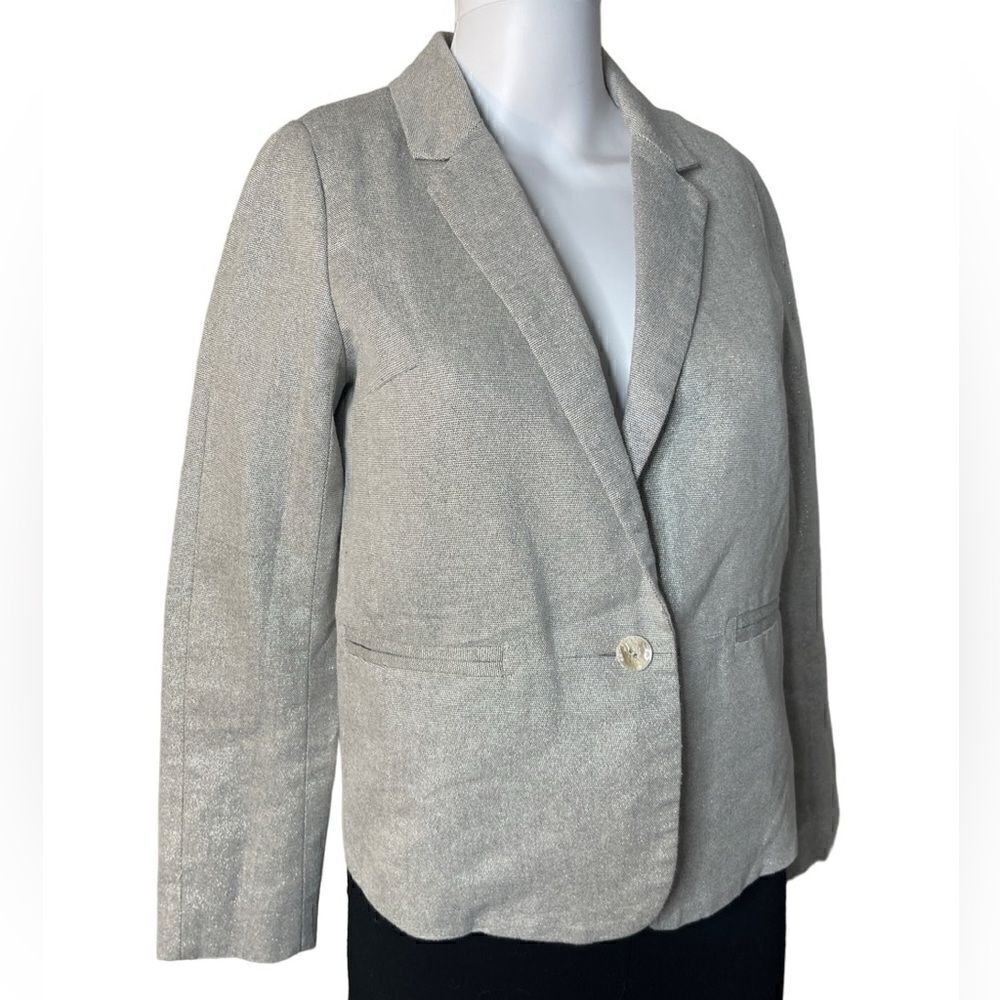 FRNCH Metallic Padded Blazer Silver Size XS